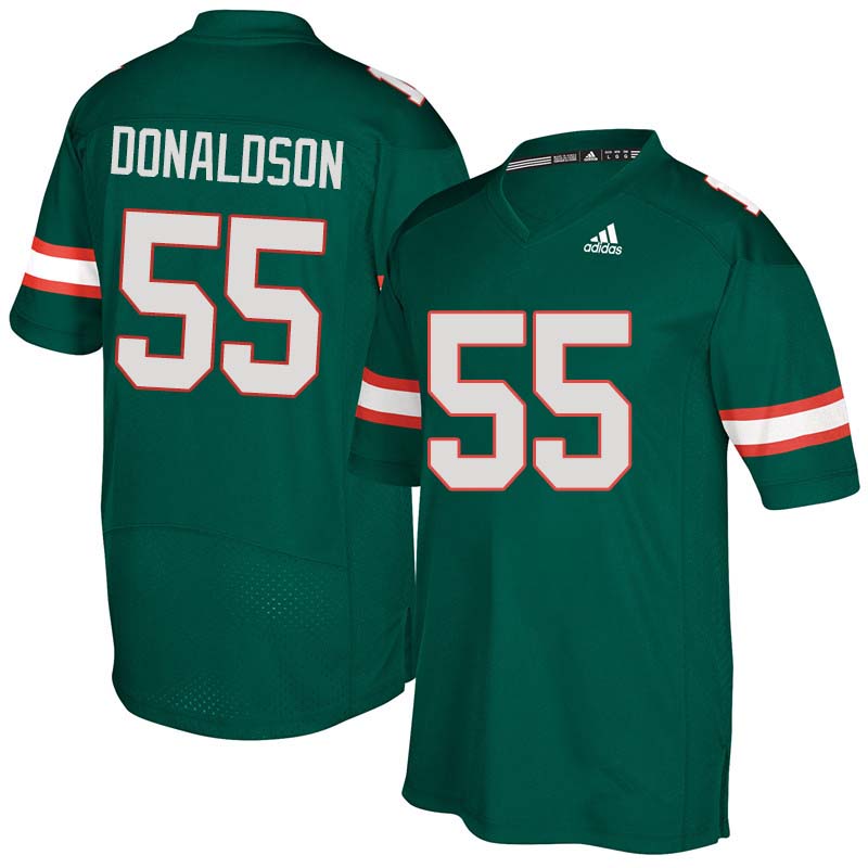 Adidas Miami Hurricanes #55 Navaughn Donaldson College Football Jerseys Sale-Green